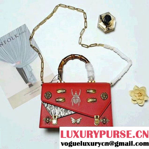 Gucci Ottilia leather Small Top Handle 488715 Red 2017 (2A010-7100810 )