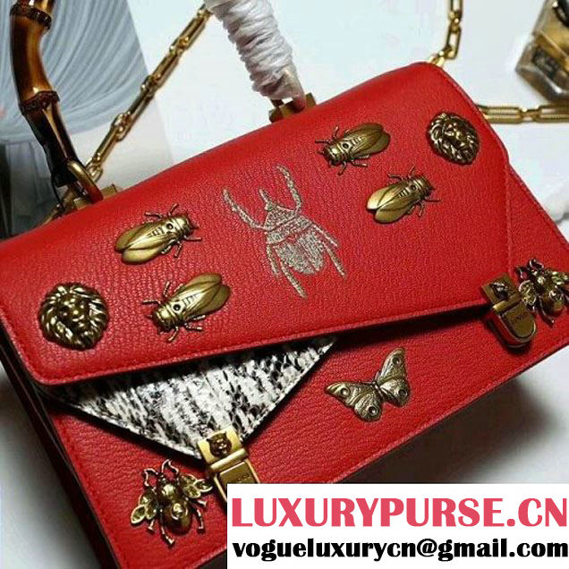 Gucci Ottilia leather Small Top Handle 488715 Red 2017 (2A010-7100810 )