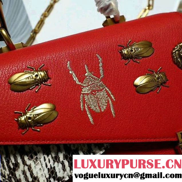 Gucci Ottilia leather Small Top Handle 488715 Red 2017 (2A010-7100810 )