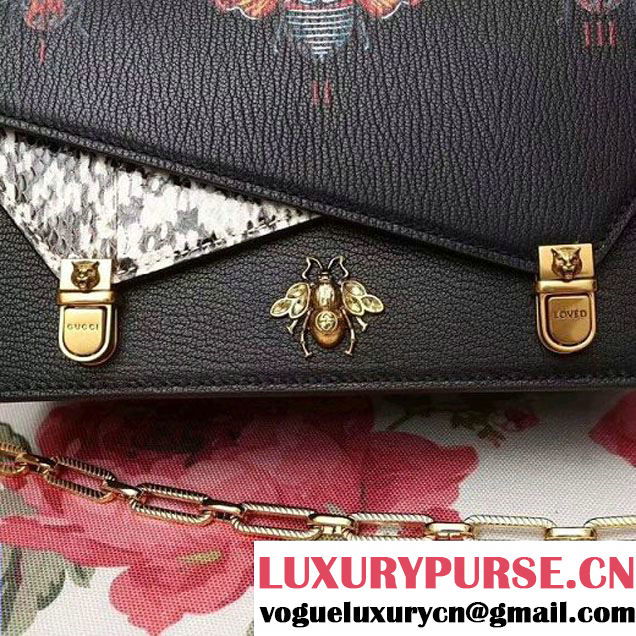 Gucci Ottilia leather Small Top Handle 488715 Black 2017 (2A010-7100809 )