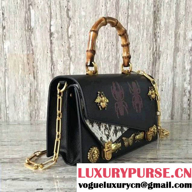 Gucci Ottilia leather Small Top Handle 488715 Black 2017 (SLP-70100808 )