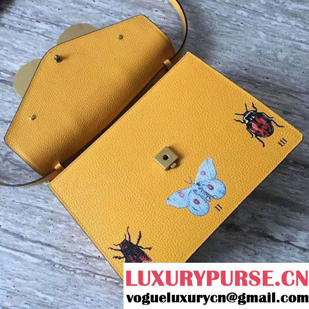 Gucci Leather with Moth Medium Top Handle Bag 488691 Yellow 2017 (SLP-70100806 )