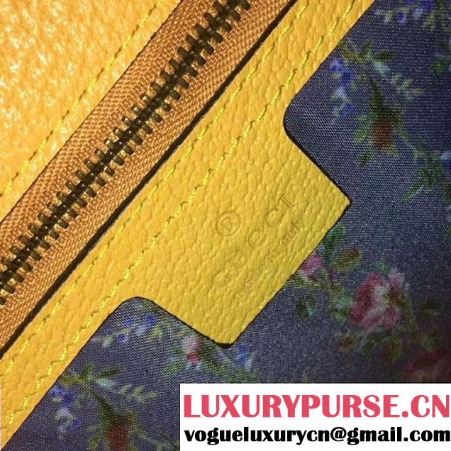 Gucci Leather with Moth Medium Top Handle Bag 488691 Yellow 2017 (SLP-70100806 )