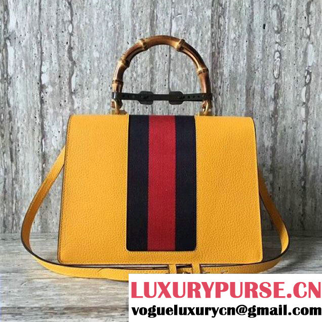 Gucci Leather with Moth Medium Top Handle Bag 488691 Yellow 2017 (SLP-70100806 )