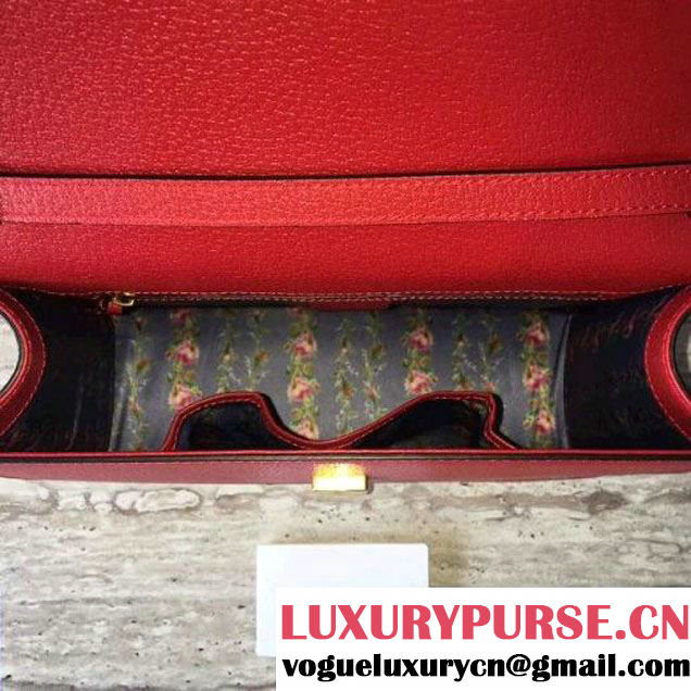 Gucci Leather with Moth Medium Top Handle Bag 488691 Red 2017 (SLP-70100805 )