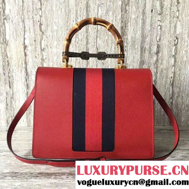 Gucci Leather with Moth Medium Top Handle Bag 488691 Red 2017 (SLP-70100805 )