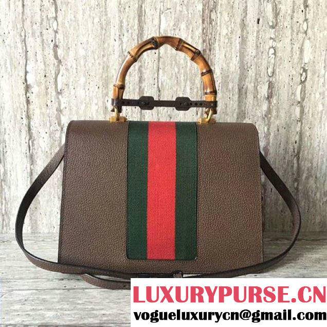 Gucci Leather with Moth Medium Top Handle Bag 488691 Brown 2017 (SLP-70100804 )