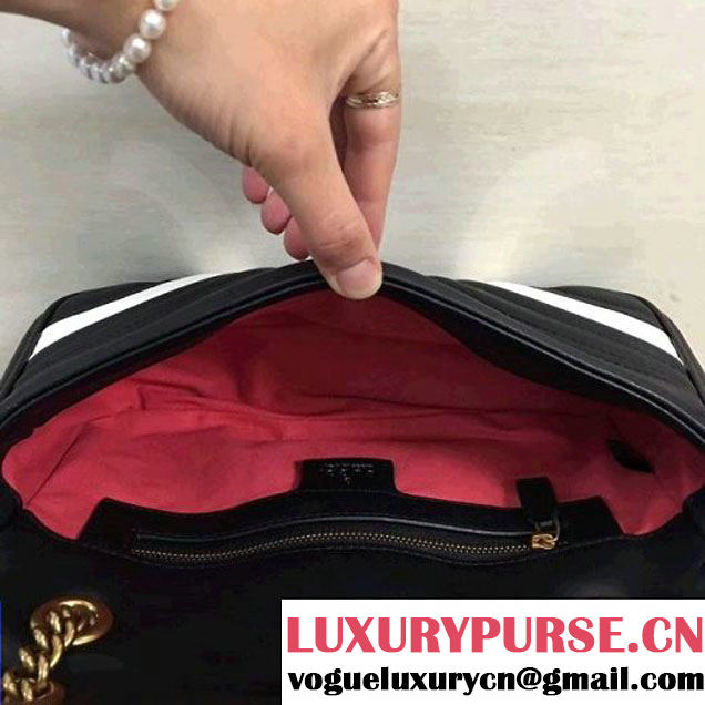Gucci GG Marmont Matelassé Small Shoulder Bag 443497 Black/White 2016 (YN-7101651 )