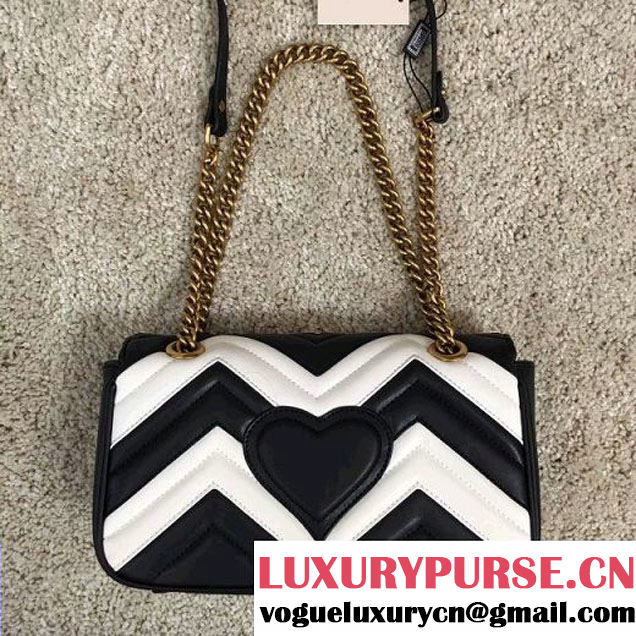 Gucci GG Marmont Matelassé Small Shoulder Bag 443497 Black/White 2016 (YN-7101651 )