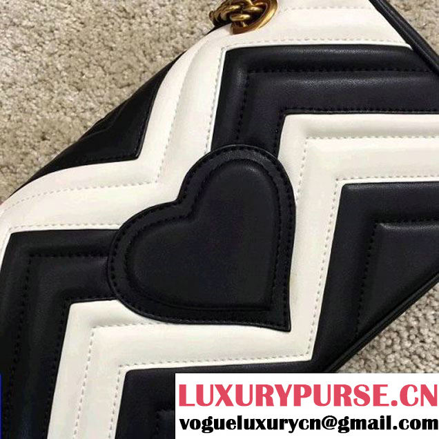 Gucci GG Marmont Matelassé Small Shoulder Bag 443497 Black/White 2016 (YN-7101651 )