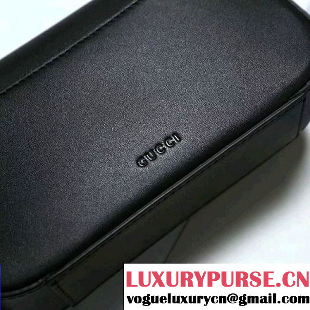 Gucci Leather Pearls Chain Shoulder Bag Black 2017 (2A010-7100832 )