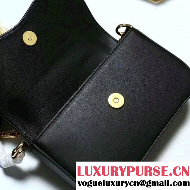 Gucci Leather Pearls Chain Shoulder Bag Black 2017 (2A010-7100832 )