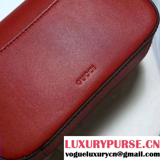 Gucci Leather Pearls Chain Shoulder Bag Red 2017 (2A010-710083031 )