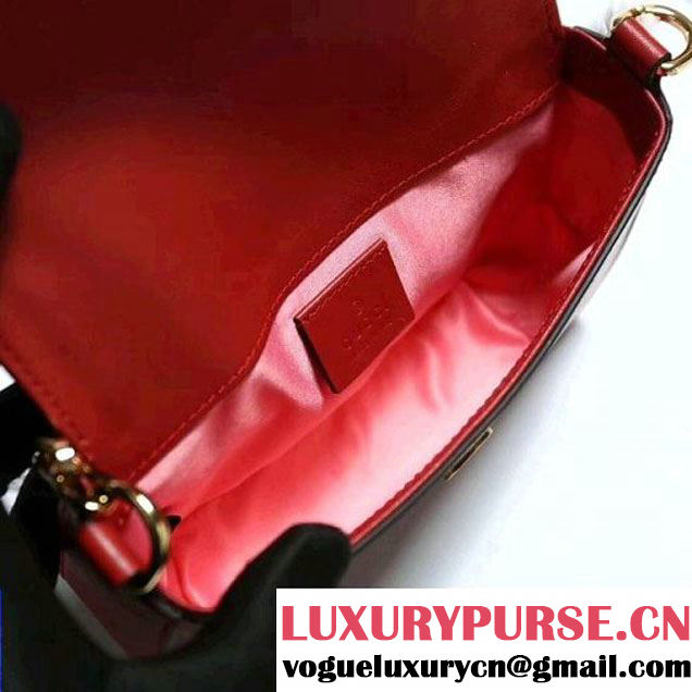 Gucci Leather Pearls Chain Shoulder Bag Red 2017 (2A010-710083031 )