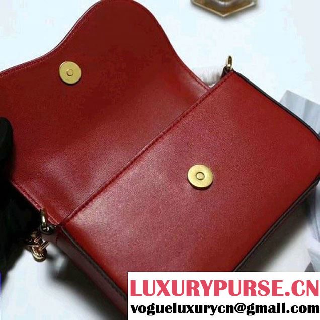 Gucci Leather Pearls Chain Shoulder Bag Red 2017 (2A010-710083031 )
