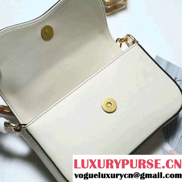 Gucci Leather Pearls Chain Shoulder Bag White 2017 (2A010-7100830 )