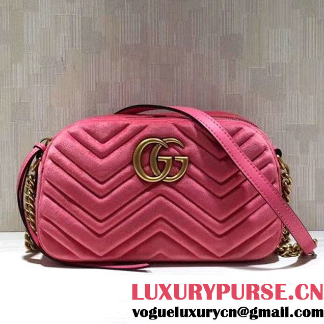 Gucci GG Marmont Velvet Small Camera Shoulder Bag 447632 Pink 2017 (DC-7100826 )