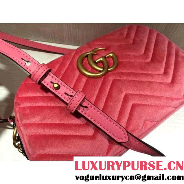Gucci GG Marmont Velvet Small Camera Shoulder Bag 447632 Pink 2017 (DC-7100826 )