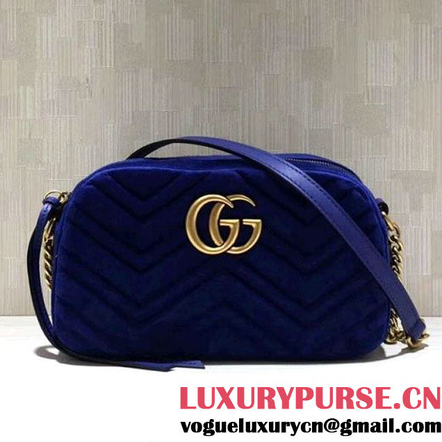 Gucci GG Marmont Velvet Small Camera Shoulder Bag 447632 Cobalt Blue 2017 (DC-7100825 )