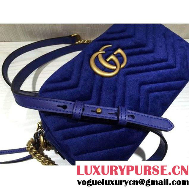 Gucci GG Marmont Velvet Small Camera Shoulder Bag 447632 Cobalt Blue 2017 (DC-7100825 )