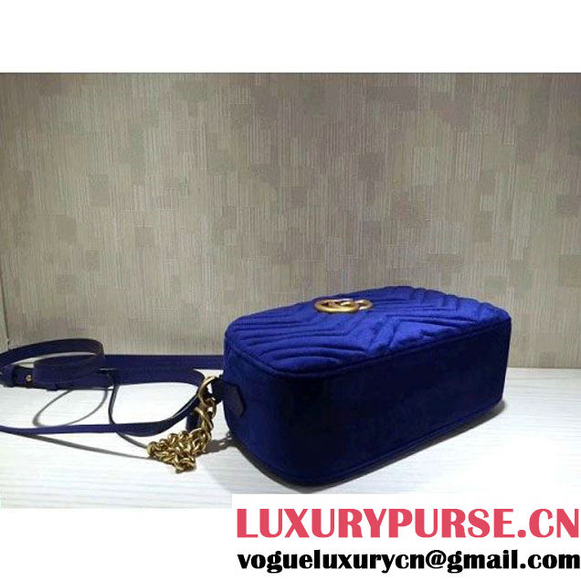 Gucci GG Marmont Velvet Small Camera Shoulder Bag 447632 Cobalt Blue 2017 (DC-7100825 )