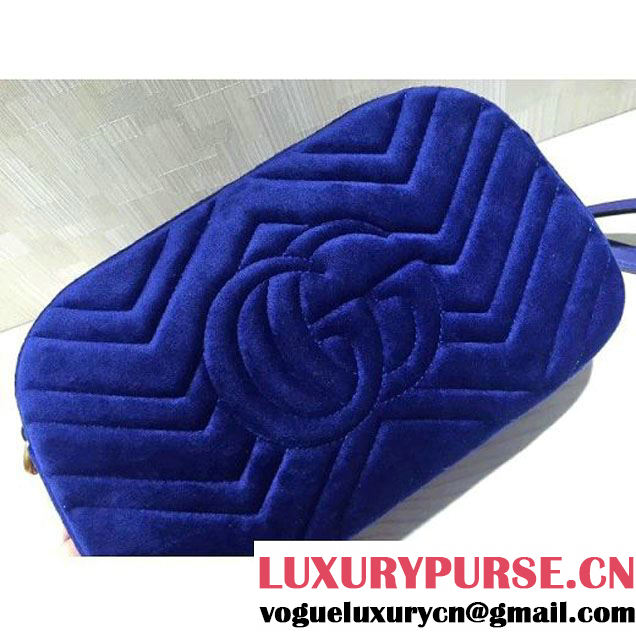 Gucci GG Marmont Velvet Small Camera Shoulder Bag 447632 Cobalt Blue 2017 (DC-7100825 )