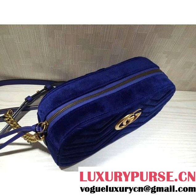 Gucci GG Marmont Velvet Small Camera Shoulder Bag 447632 Cobalt Blue 2017 (DC-7100825 )