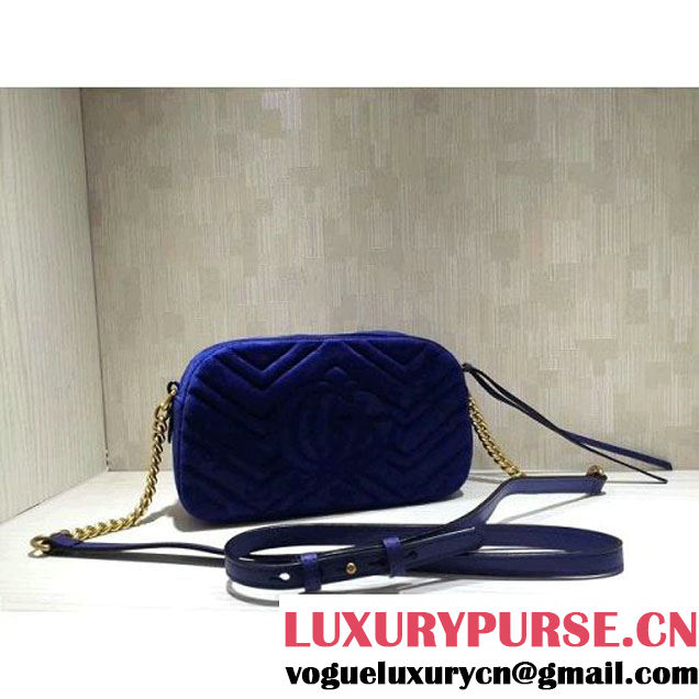 Gucci GG Marmont Velvet Small Camera Shoulder Bag 447632 Cobalt Blue 2017 (DC-7100825 )