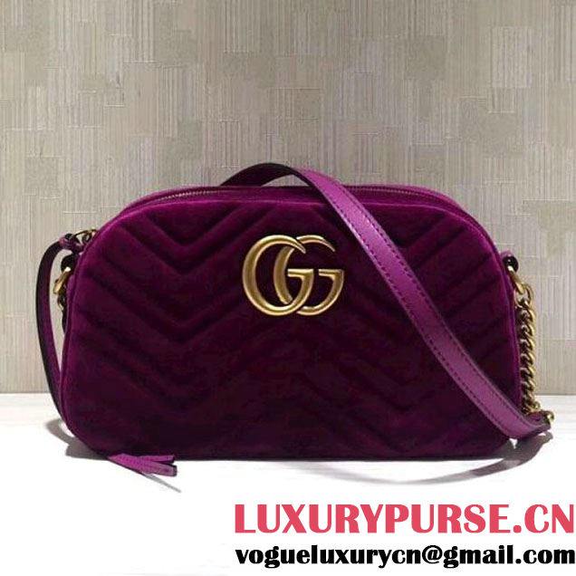 Gucci GG Marmont Velvet Small Camera Shoulder Bag 447632 Fuchsia 2017 (DC-7100824 )