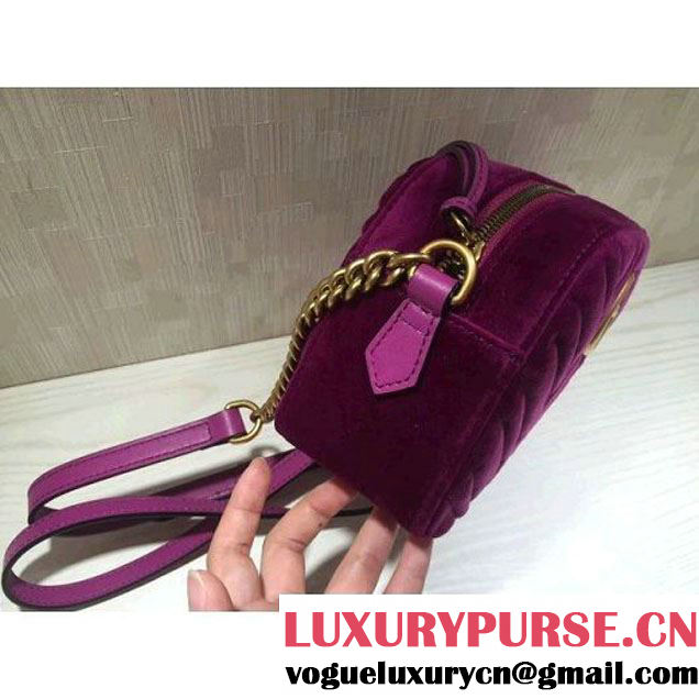 Gucci GG Marmont Velvet Small Camera Shoulder Bag 447632 Fuchsia 2017 (DC-7100824 )