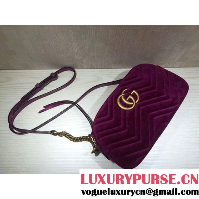 Gucci GG Marmont Velvet Small Camera Shoulder Bag 447632 Fuchsia 2017 (DC-7100824 )