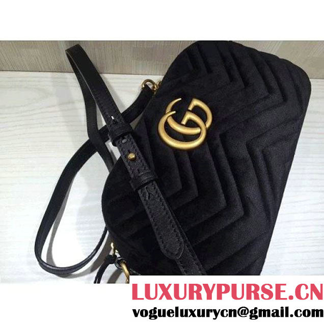 Gucci GG Marmont Velvet Small Camera Shoulder Bag 447632 Black 2017 (DC-7100823 )
