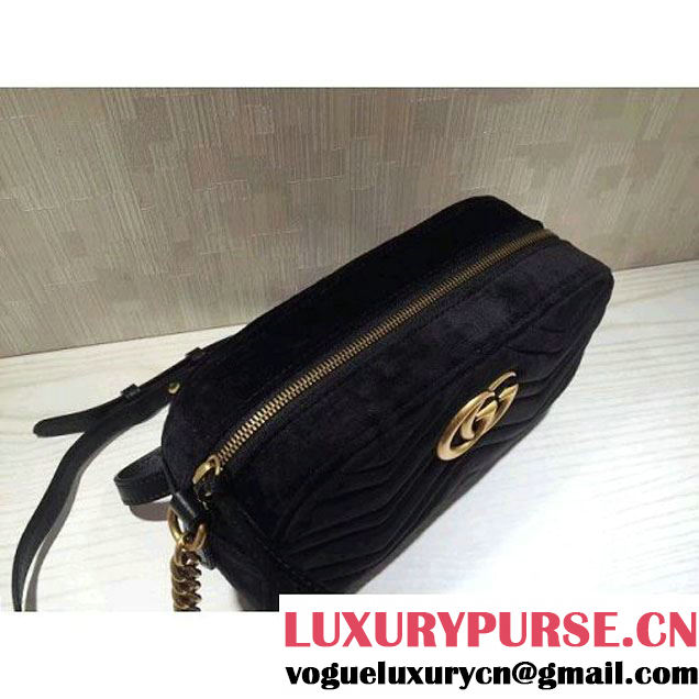 Gucci GG Marmont Velvet Small Camera Shoulder Bag 447632 Black 2017 (DC-7100823 )