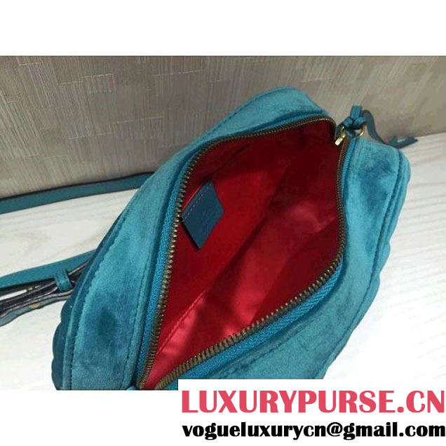 Gucci GG Marmont Velvet Small Camera Shoulder Bag 447632 Blue 2017 (DC-7100822 )