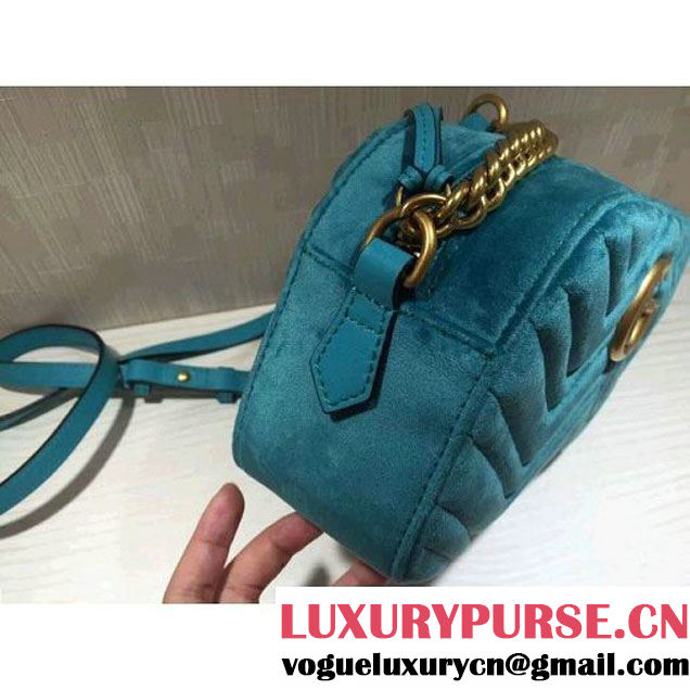 Gucci GG Marmont Velvet Small Camera Shoulder Bag 447632 Blue 2017 (DC-7100822 )