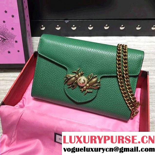 Gucci Broadway Leather Mini Bag Green 2017 (2A068-7100815 )