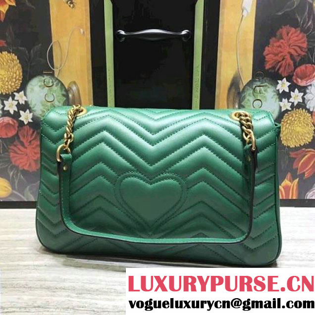 Gucci GG Marmont Embroidered Leather Medium Bag Green 2017 (2A068-7100814 )