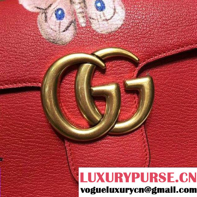Gucci Ottilia leather GG Marmont Bag Red 2017 (2A068-7100812 )