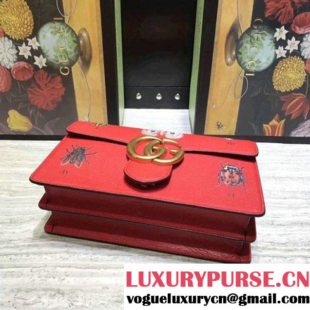 Gucci Ottilia leather GG Marmont Bag Red 2017 (2A068-7100812 )