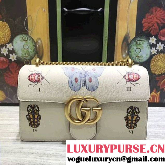 Gucci Ottilia leather GG Marmont Bag White 2017 (2A068-7100811 )