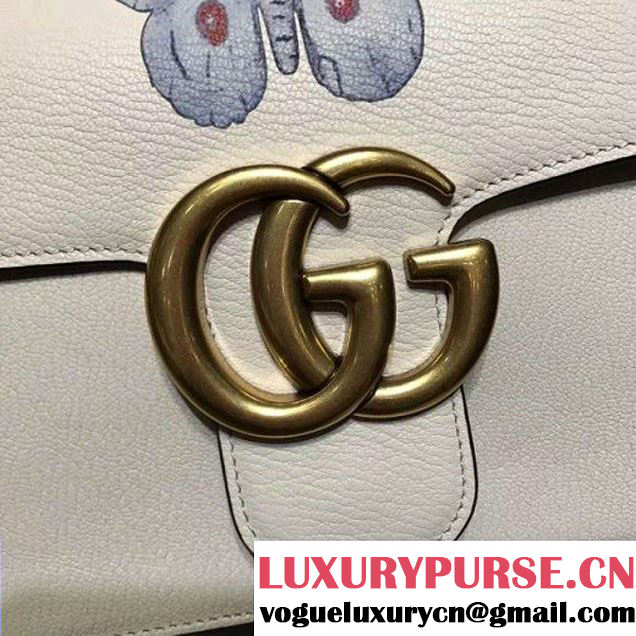 Gucci Ottilia leather GG Marmont Bag White 2017 (2A068-7100811 )
