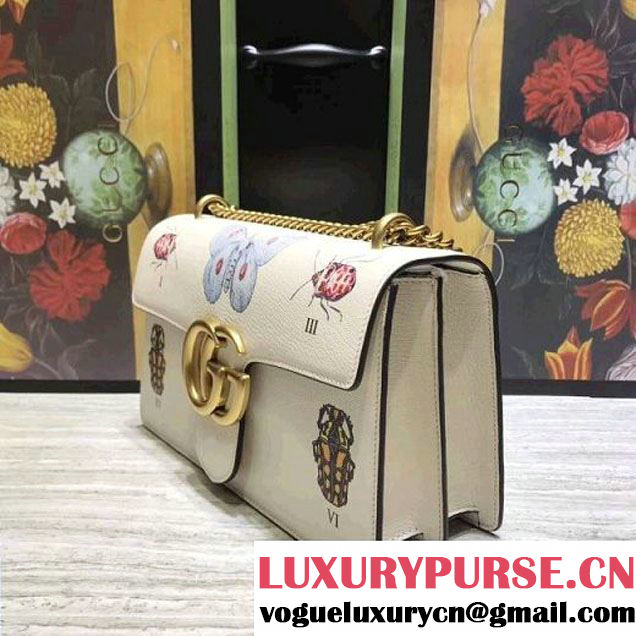 Gucci Ottilia leather GG Marmont Bag White 2017 (2A068-7100811 )