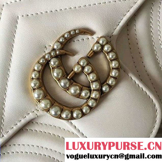 Gucci GG Marmont Chain Belt Bag With Pearls 476809 White 2017 (SLP-70100803 )