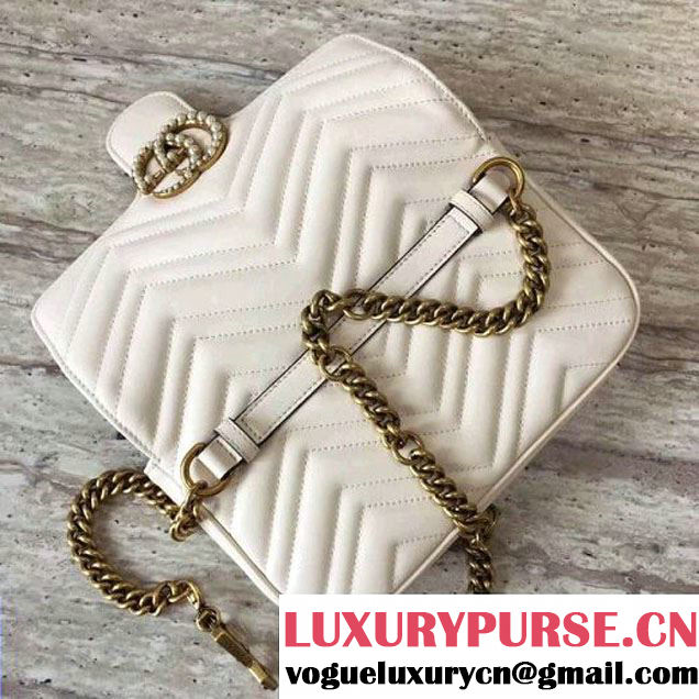 Gucci GG Marmont Chain Belt Bag With Pearls 476809 White 2017 (SLP-70100803 )