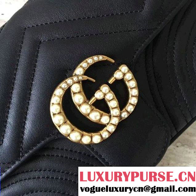 Gucci GG Marmont Chain Belt Bag With Pearls 476809 Black 2017 (SLP-70100801 )