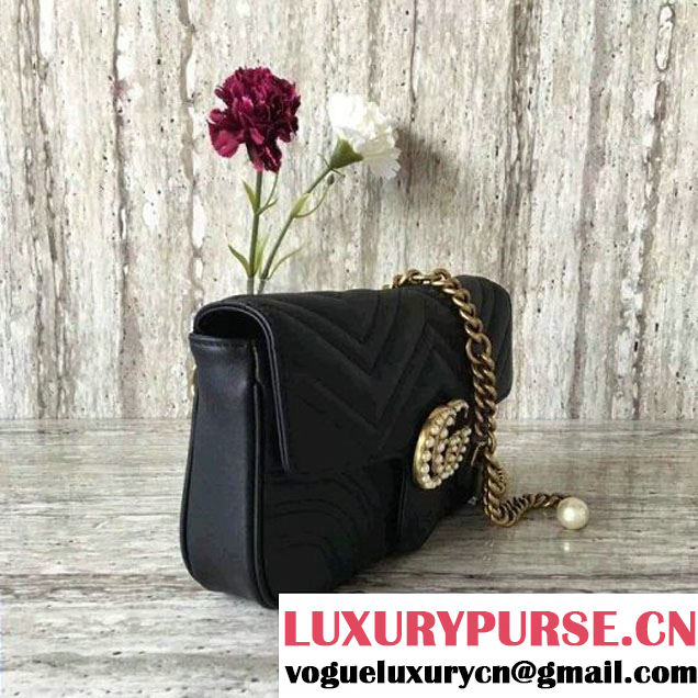 Gucci GG Marmont Chain Belt Bag With Pearls 476809 Black 2017 (SLP-70100801 )