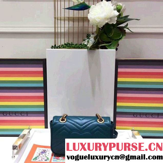 Gucci GG Marmont Matelassé Mini Shoulder Bag 446744 Green 2017 (SPM-7092816 )