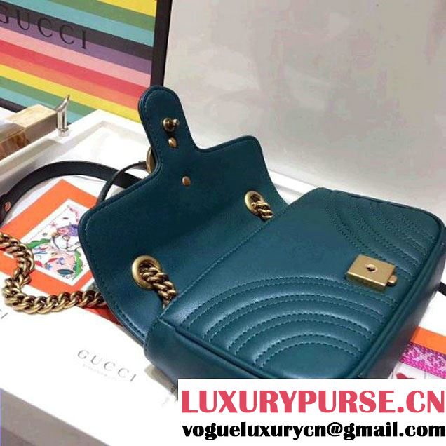 Gucci GG Marmont Matelassé Mini Shoulder Bag 446744 Green 2017 (SPM-7092816 )