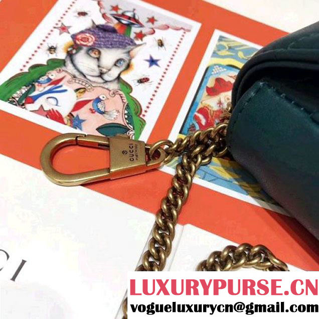 Gucci GG Marmont Matelassé Chevron Super Mini Chain Shoulder Bag 476433 Green 2017 (SPM-7092813 )