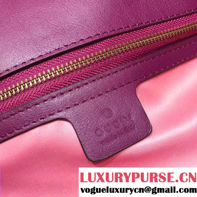 Gucci GG Marmont Embroidered "Loved" Applique Velvet Medium Bag 443496 Bordeaux 2017 (SPM-7092810 )